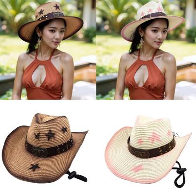 Vintage Strohhut Strand Tragbarer Hut Herren Westernhut Retro Stil Hut für Männer und Frauen