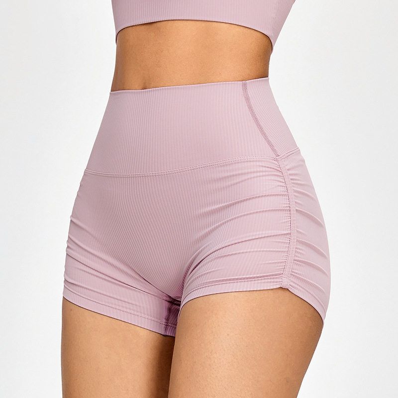 

Fashion Hip Lifting Ruched Shorts Workout Clothes Three Points Peach Cherry Blossom Red XL