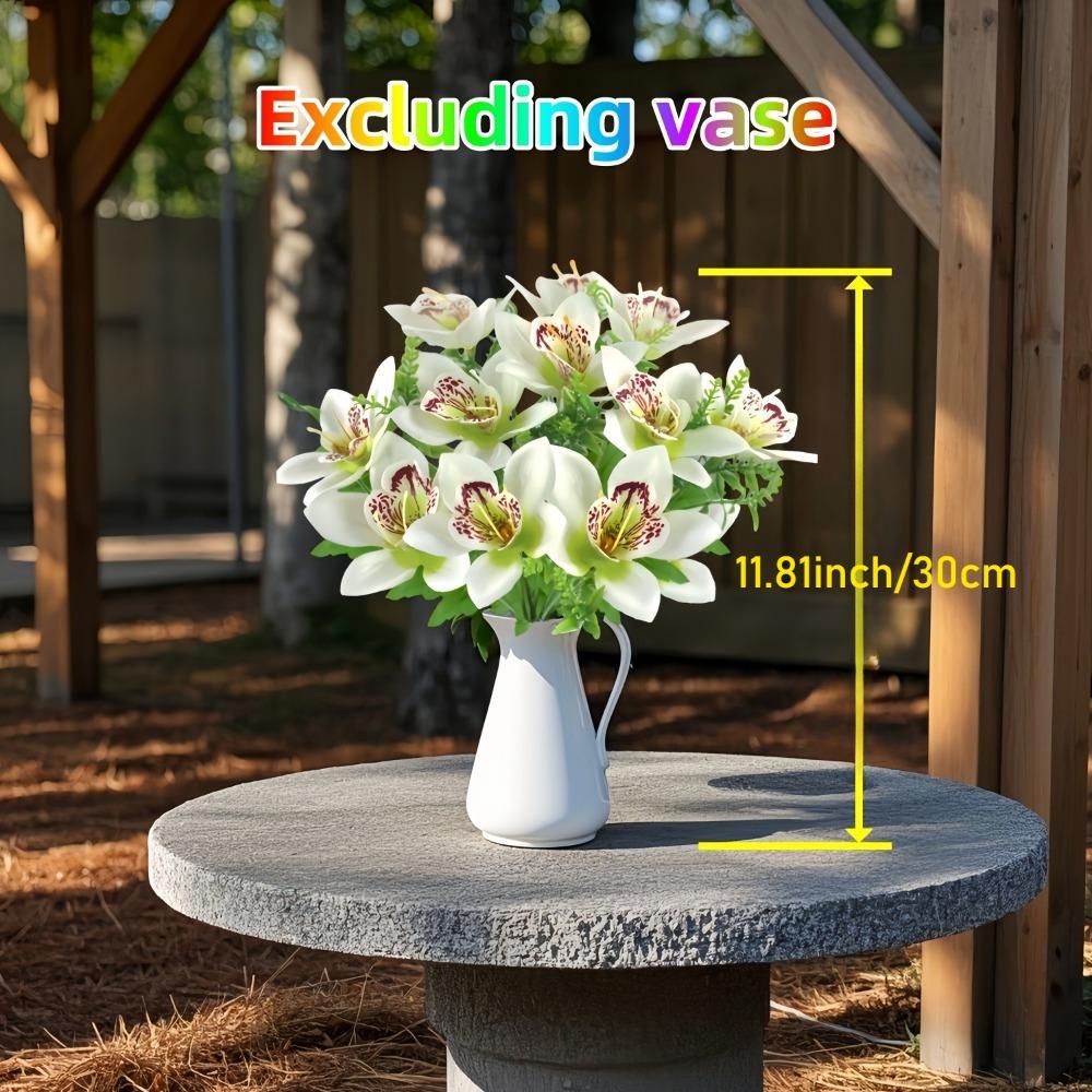 15 Bunches Artificial Orchid Artificial Phalaenopsis Bouquet Silk Real Touch Fake Flowers for Home Wedding Restaurant Hotel Room Decor