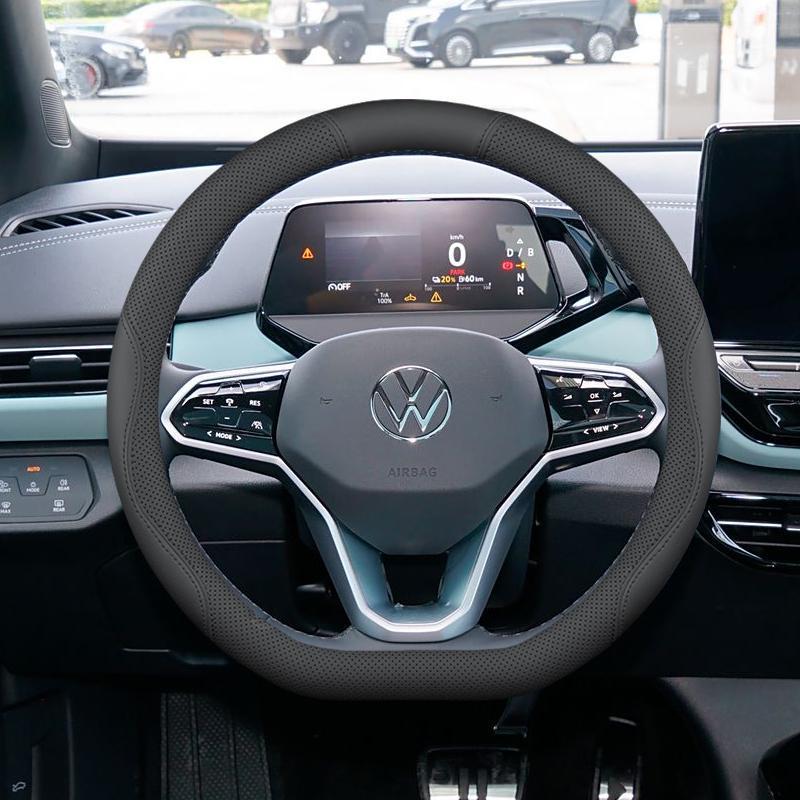 Volkswagen Tiguan L Non-Slip Steering Wheel Cover: Odor-Free, No Sewing Required, Fits 25 Models.