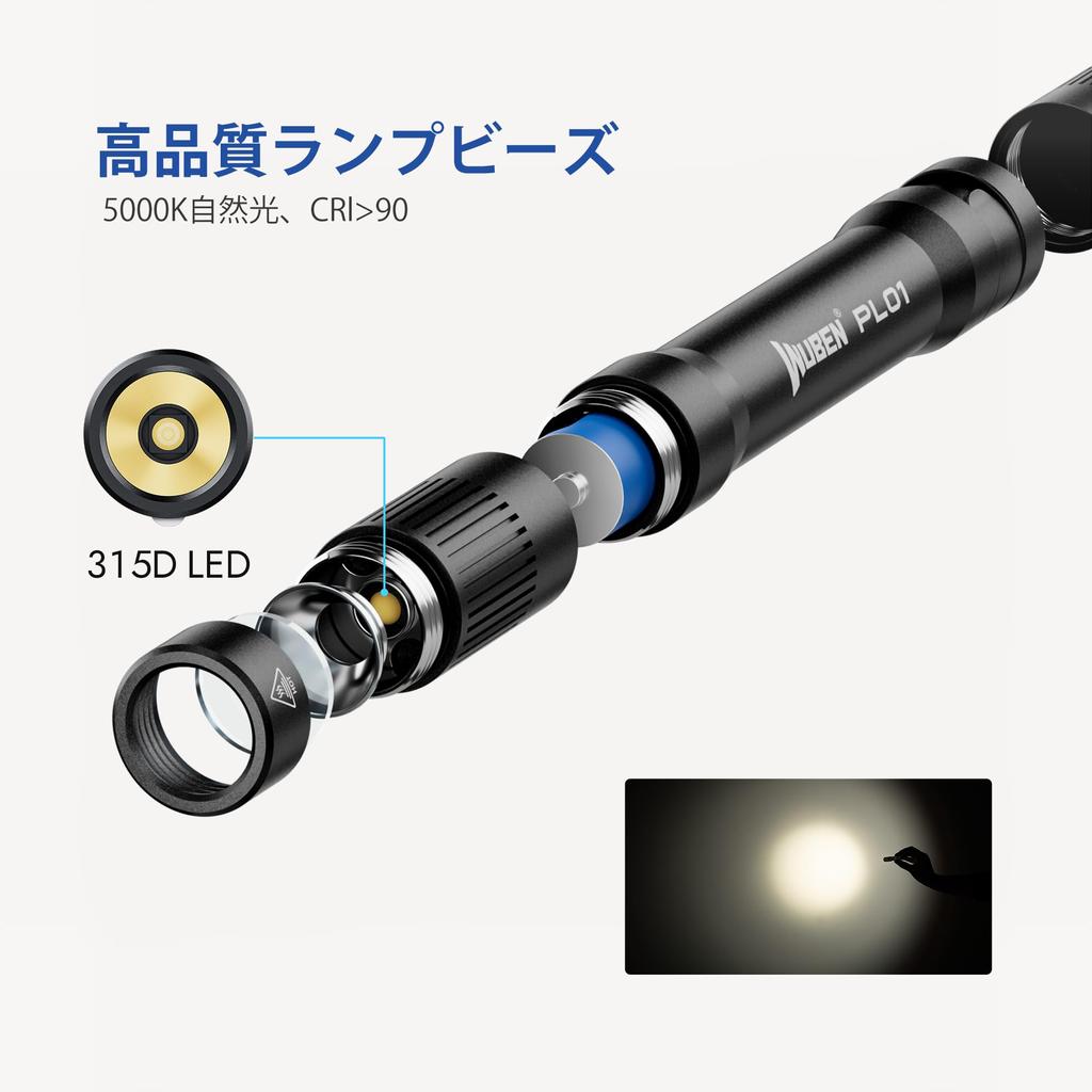 WUBEN PL01 Rechargeable 650 High Compact LED Compatible with AAA 4 Dimming Aluminum Alloy IP68 Impact Ideal for Emergency Power and Inspection