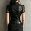 Fitted Corset Gothic Punk Lace Trim Shirt Jacket Single Breasted Short Top Women
