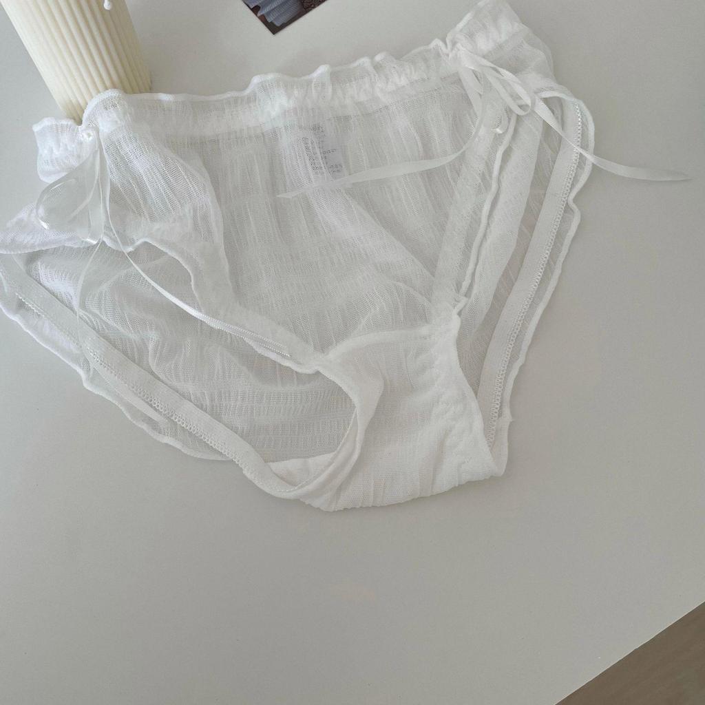 Japanese Style Cute Ruffled Mesh Panties - Mid-Waist Lace Semi-Transparent Fairy Triangle Briefs