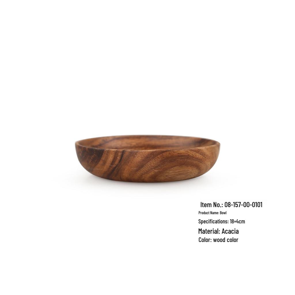 YFJY Acacia Wood Bowl Set - Japanese Style, Moisture-Proof Wooden Bowls and Plates for the Home.