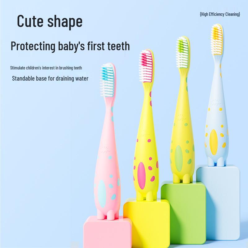 Japanese Cute Dinosaur Toothbrush for Kids, Ages 3-12, Soft Bristles, Gum Protection, Small Long Head