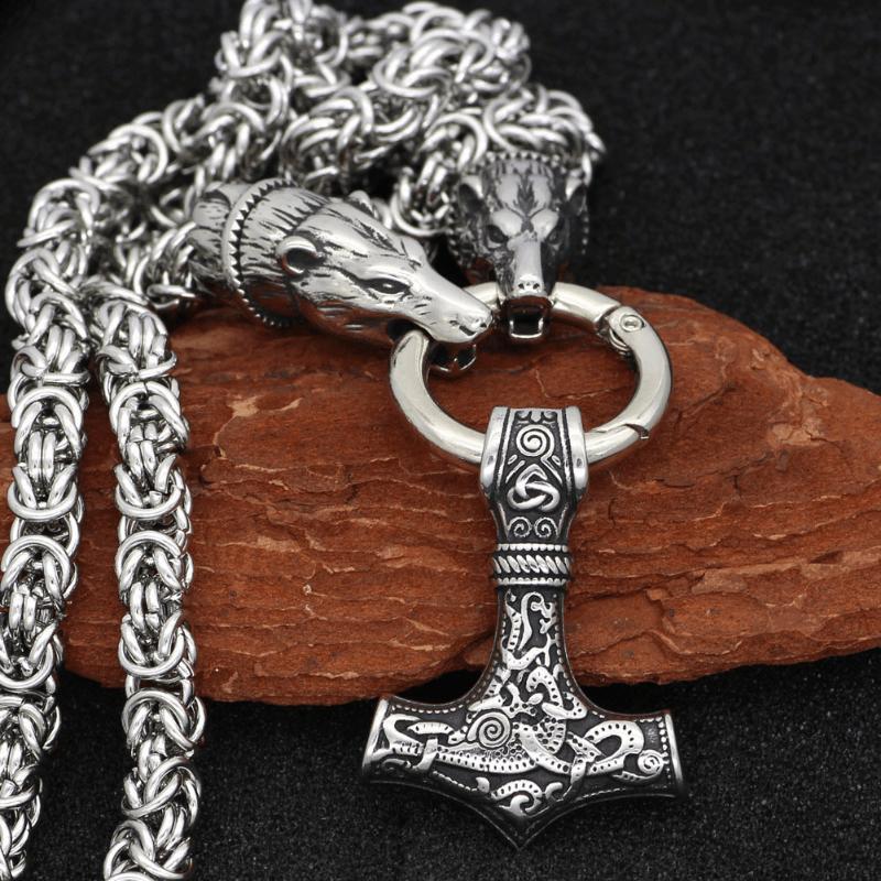 Men s High Quality Bear Head Viking Talisman Pendant Necklace pendant necklace