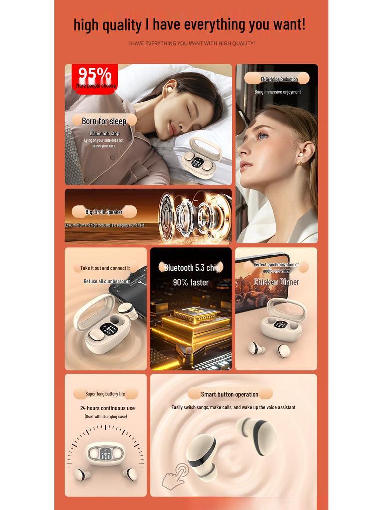 Invisible In-Ear True Wireless Bluetooth Earphones with Long Battery Life and HD Call Quality