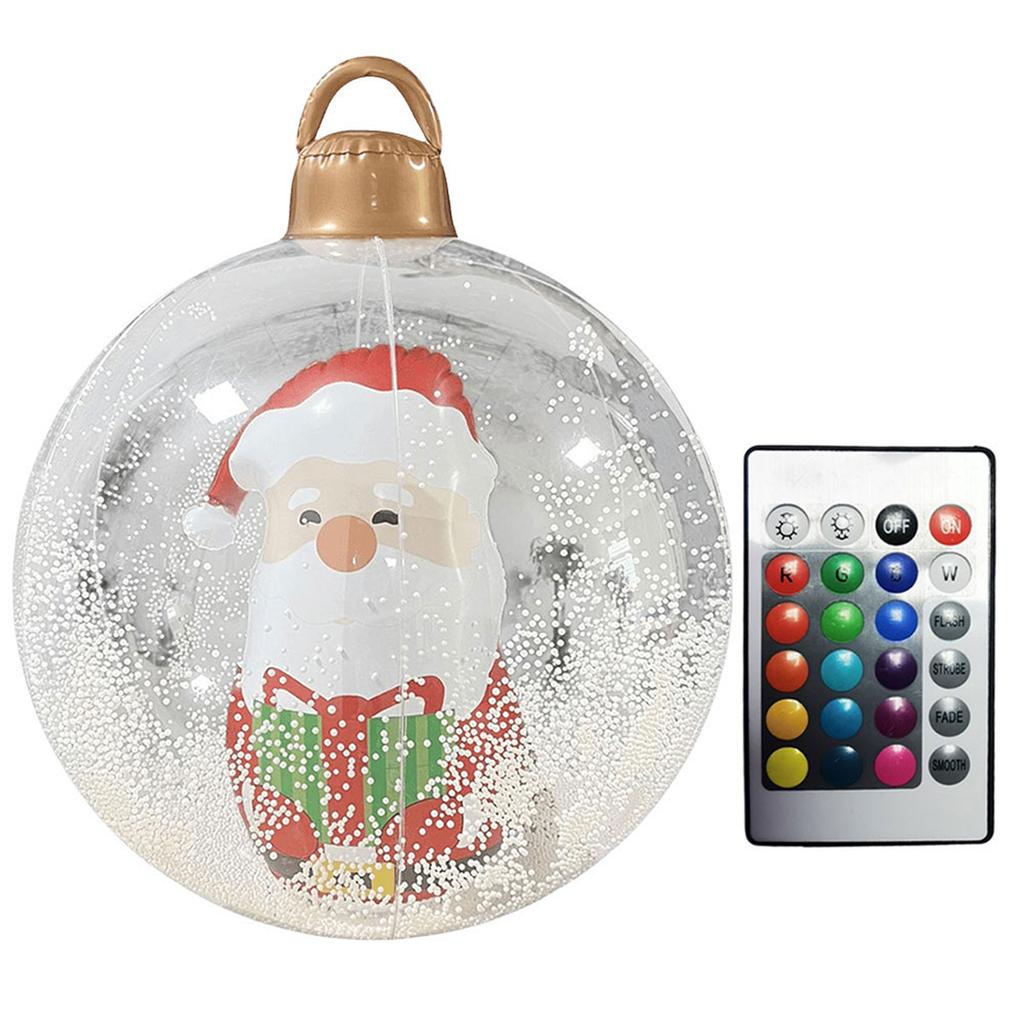 24 Inch Light Up Giant PVC Inflatable Christmas Ball Large Outdoor Decorated Ball Xmas Inflatable Ornament Holiday Decor