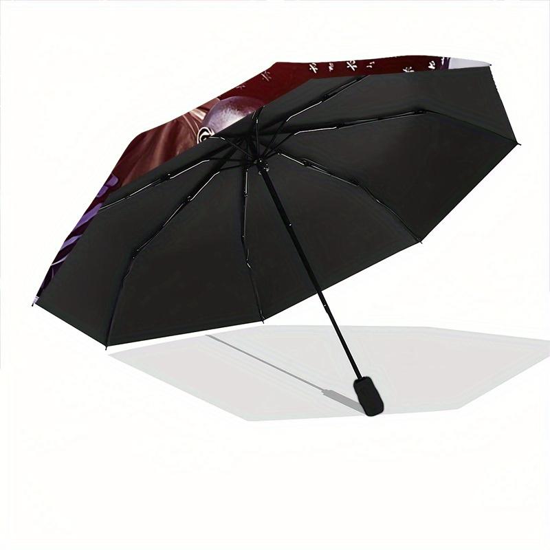 1pc Wednesday Addams Automatic Folding Umbrella, Portable Collapsible Design, 8-Rib Iron Frame, , All-Season Casual Outdoor Accessory for Christmas Bi
