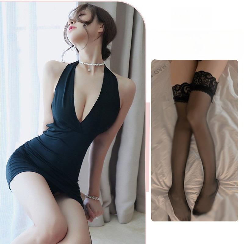 Easy Access Bodycon Mini Sleepdress Seductive Lingerie with Removable Uniform Style for Women Bedtime Seduction Playful Outfit