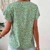 Beach Style Women Tops V Neck Shirts Short Sleeve 2025 Summer Loose Casual Blouses Puff Pleated Work Blouse Fashion Pullover Top