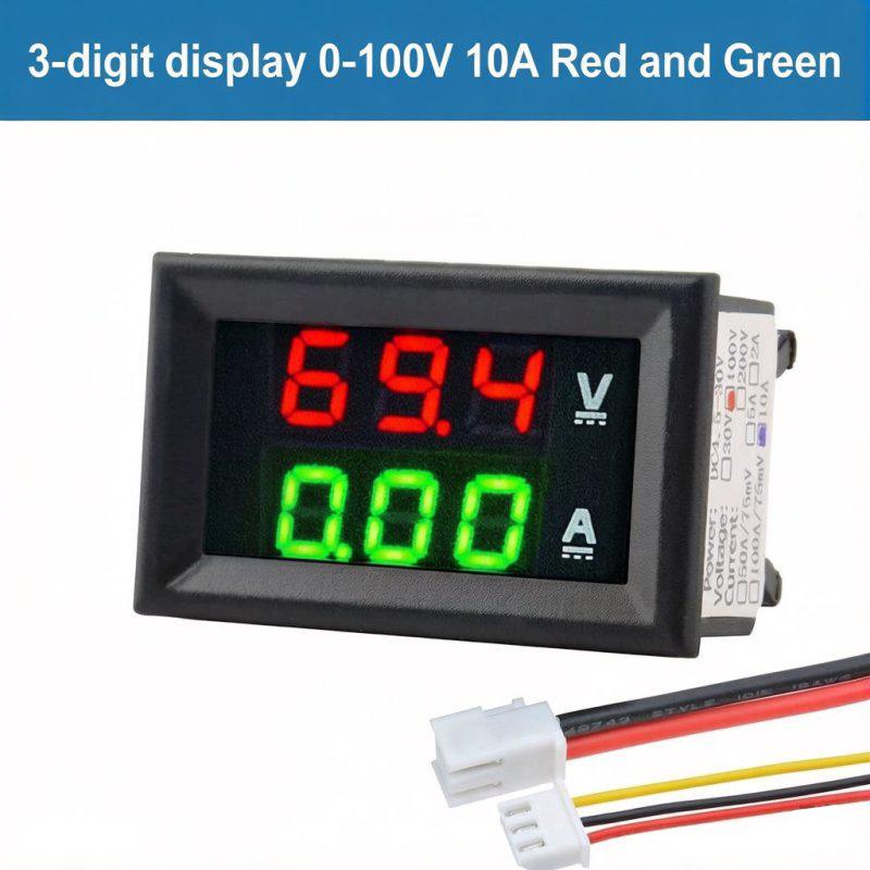 LIZAO DC 0-100V/200V Digital Voltage Current Power Meter 10A/50A/100A Dual Display Panel Meter