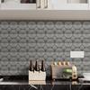 10Pcs French Vintage Dark Grey Tile Stickers Faux 3D Sunflower Texture Wall Decals Waterproof Anti-Slip Backsplash Wallpaper for Kitchen Bathroom