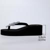 Fashion Crystal Floral Wedge Heels Flip Flops Women Summer 2025 Thick Bottom Clip Toe Sandals Woman Platform Lightweight Slides Shoes 42