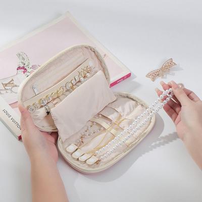 Portable Zipper Jewelry Storage Bag Earrings Ring Necklace Storage Display Function Jewelry Organizer Nylon Handbag Home Storage
