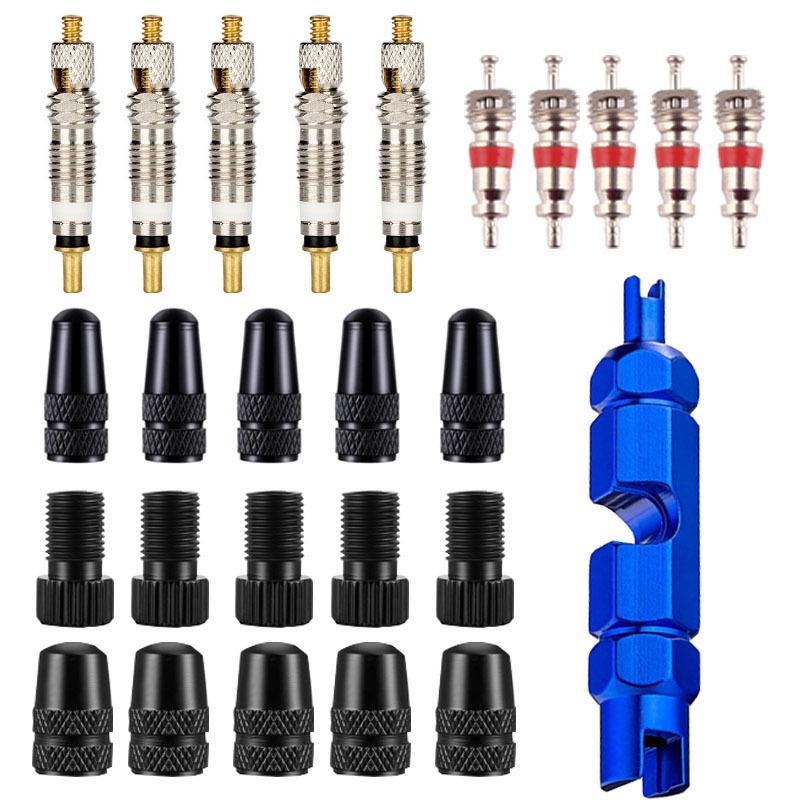 Bike Valve Core Set & Wrench Converter for Mountain and Road Repairs