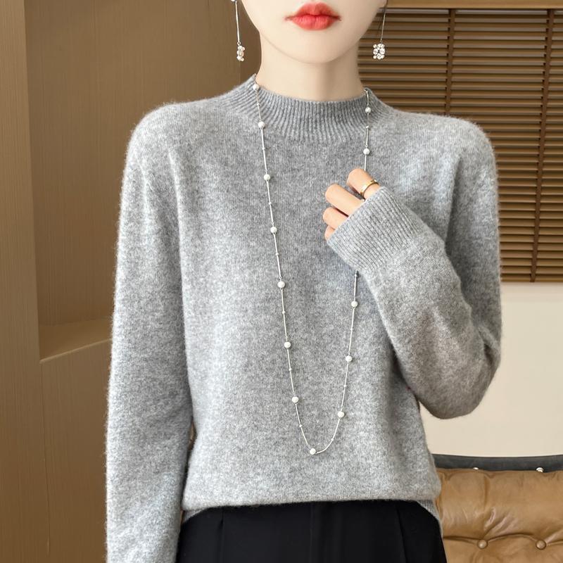 

Women s cashmere sweater Qinghe cashmere 30% cashmere 70% wool is soft, warm and fashionable. XL темно-сірий