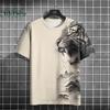 Summer Round Neck 3D Fierce Tiger Print Top Fashionable Casual Short Sleeved Men's T-shirts