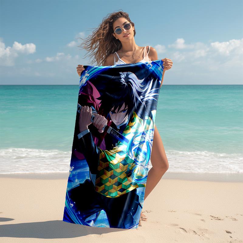 1pc Tomioka Giyuu Beach Towel, Comfortable and Thick, and Swimming/Bath/Picnic/Camping Towel, Suitable for Seaside Beaches