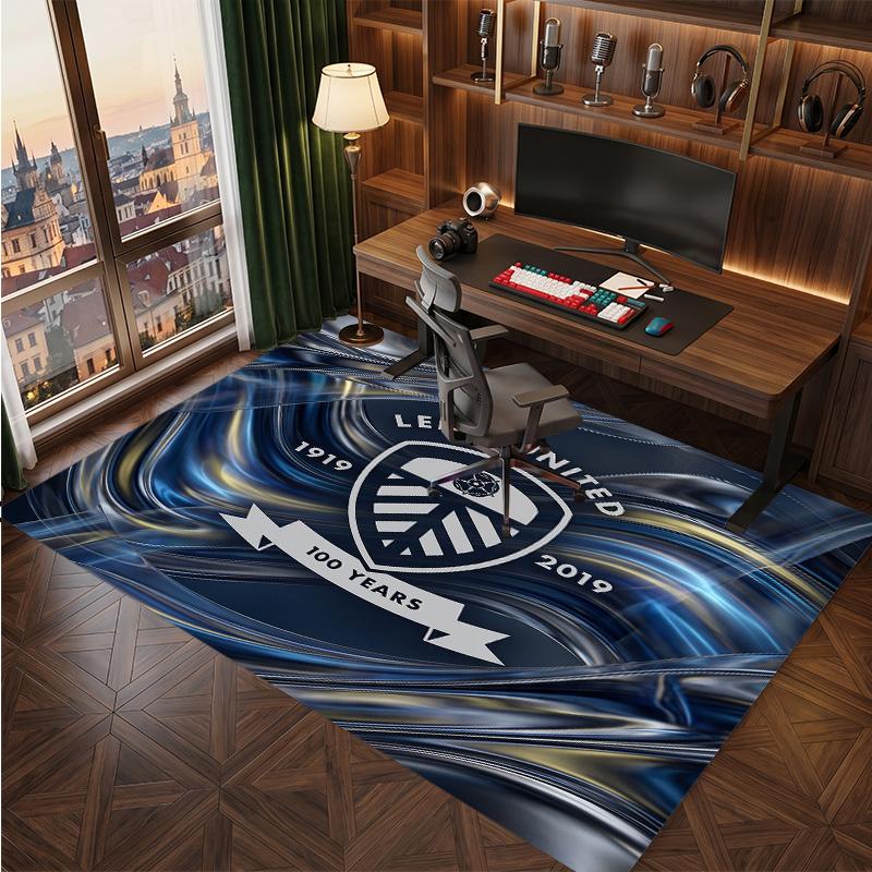 Leeds United Voetbal Print Kristalfluweel Tapijt, Comfortabel Waterabsorberend Antislip Binnen Vloerkleed