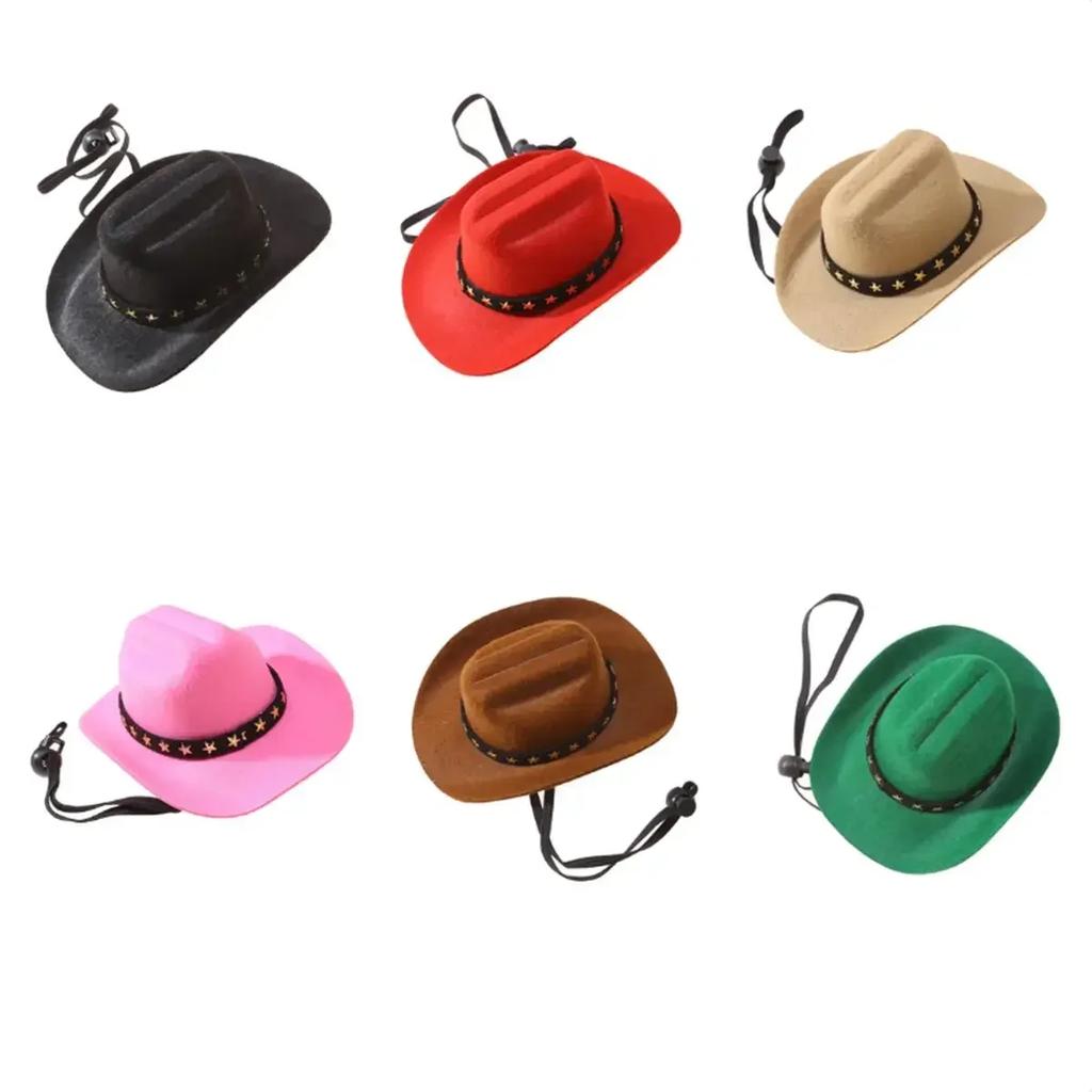 Dog & Cat Clothing Cowboy Style Star Pet Hat with Chin Strap