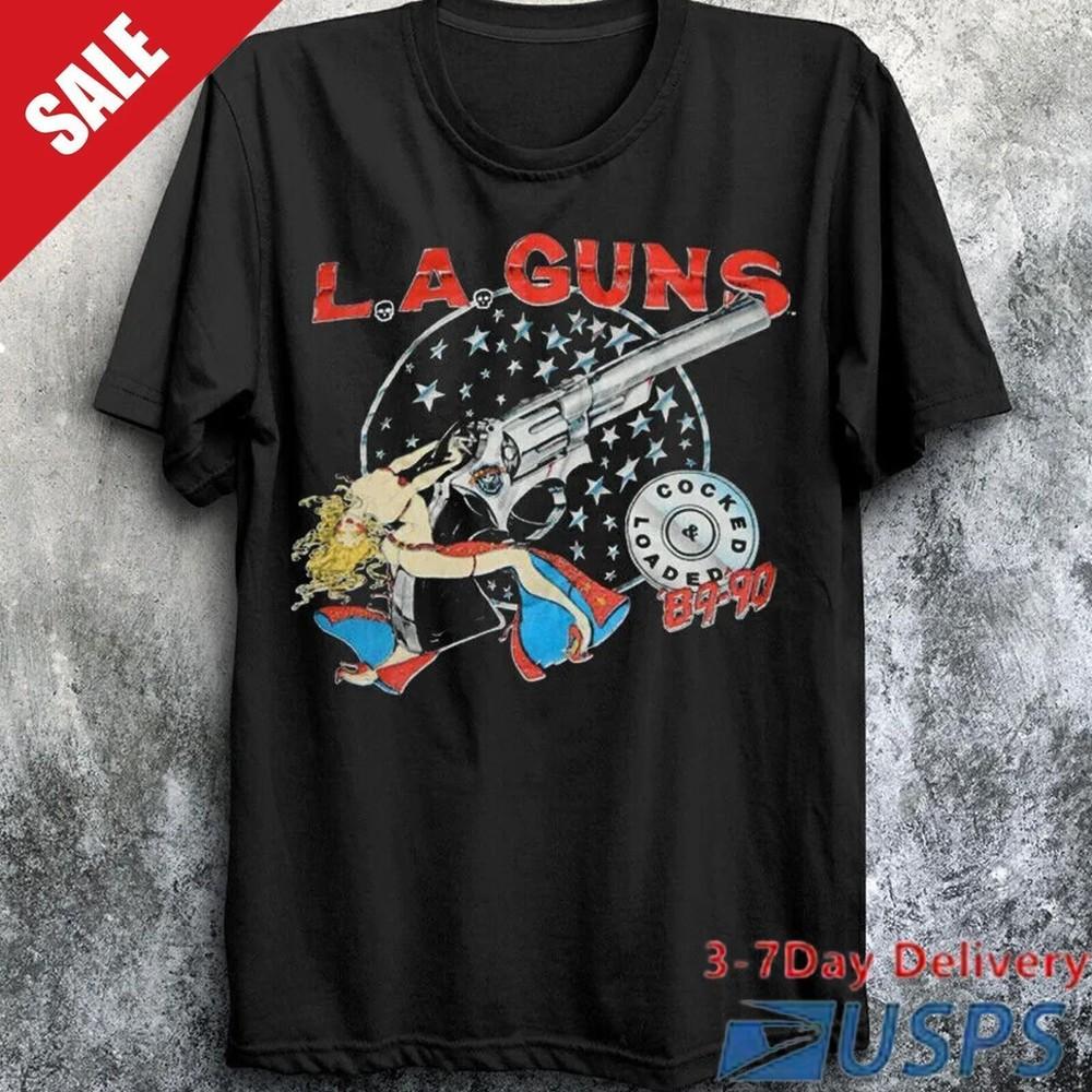 Hot LA GUNS 1989 Cocked Loaded Tour Short Sleeve Men S-5XL Shirt Unisex T-Shirt L