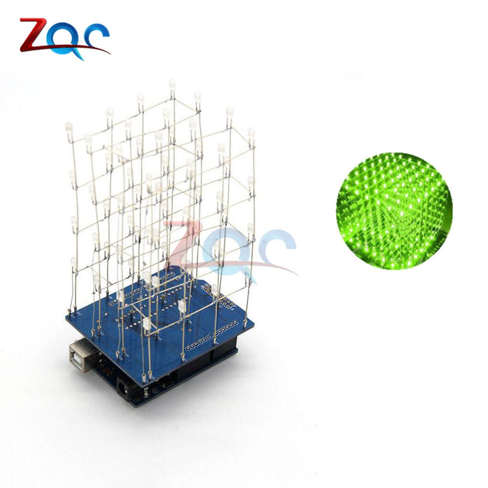 

4X4X4 4*4*4 LED Light Cube Kit 3D LED DIY Kit Electronic Suite for Arduino Smart Electronics Led Cube Kit DIY Electronic зелений