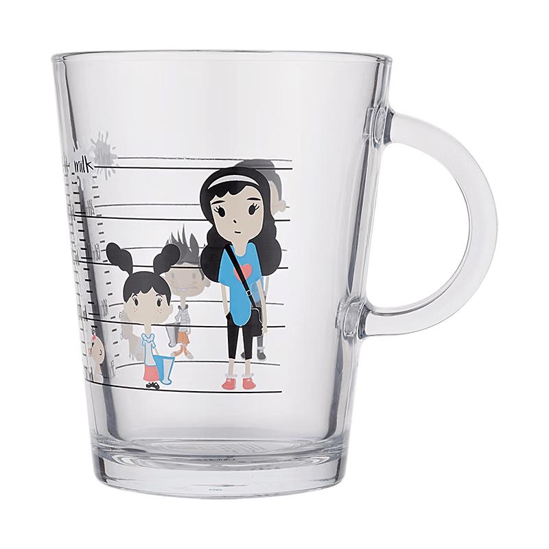 

PASA PAQI Imported 385ml Tempered Glass Kids Engraved Cup with Handle