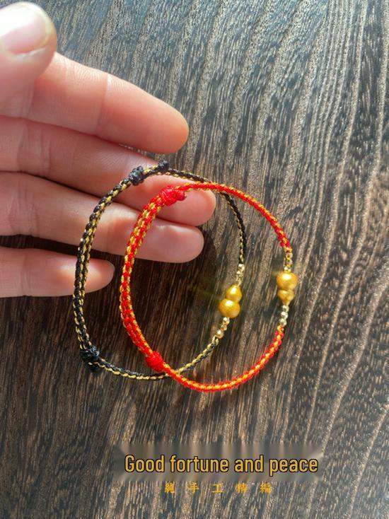 Gilded Calabash Zodiac Adjustable Red Woven Rope Bracelet