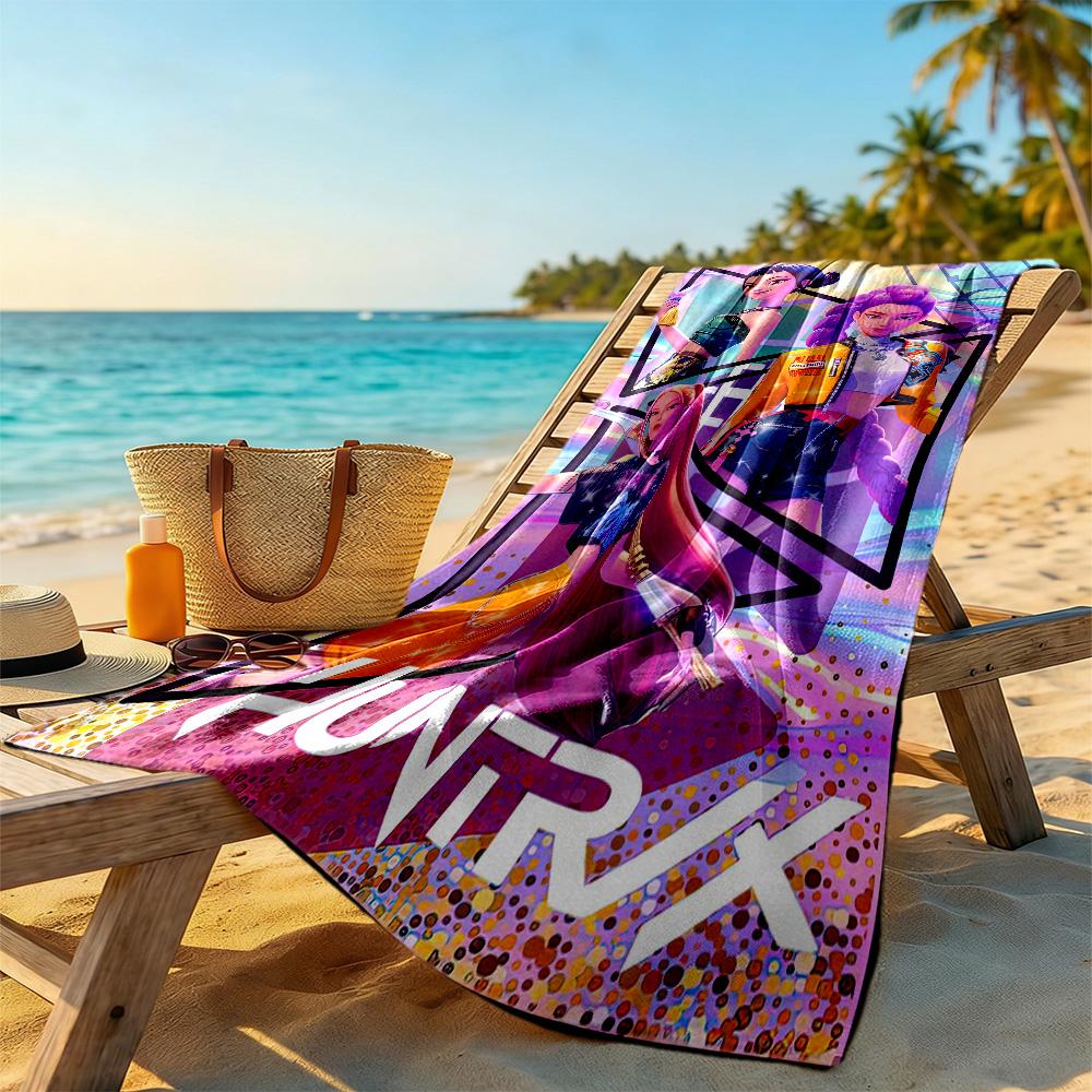 Kpop Demon Hunter Girls Beach Towel High Absorbency & Quick-Dry Comfortable Lightweight Suitable for Swimming, Gym, Camping, Yoga Vacation