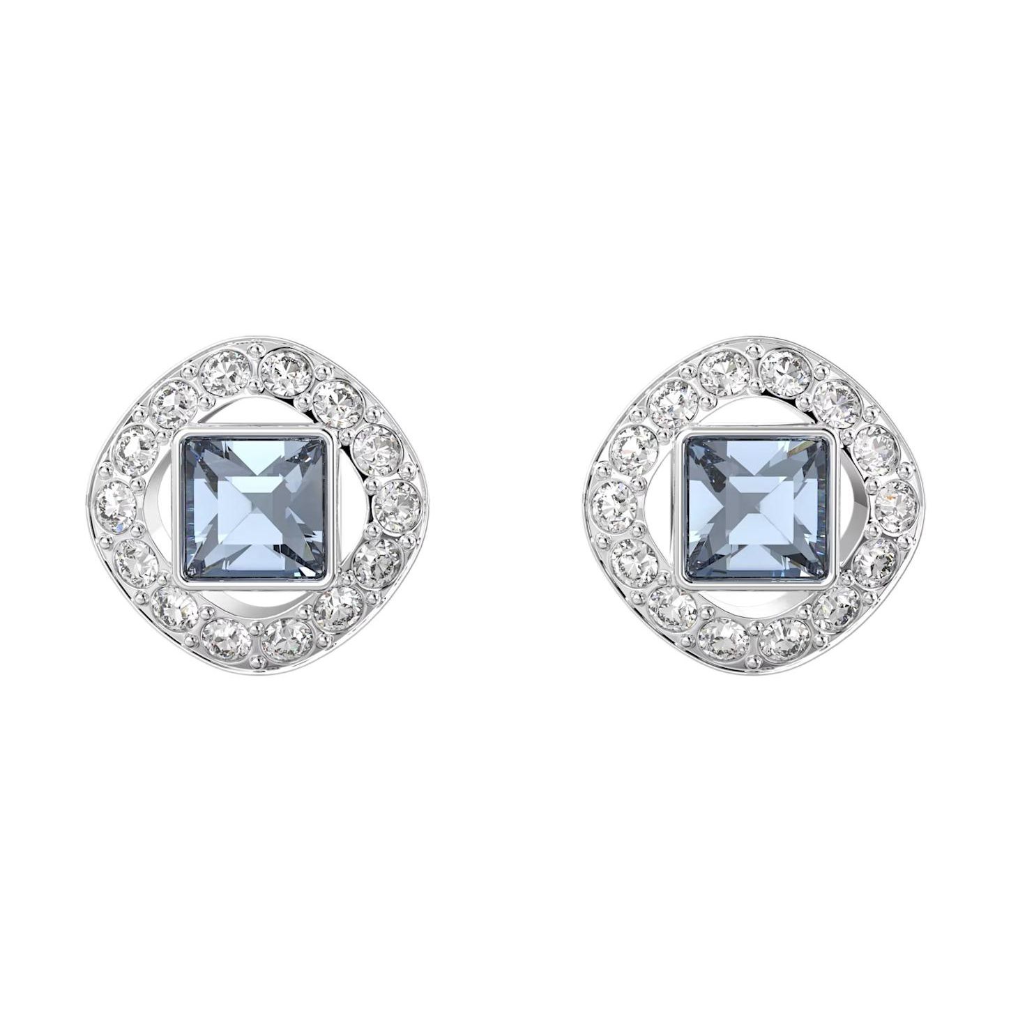 Swarovski Angelic Square Cut Rhodium Plated Earrings Women earrings 5662143 Box (Random Color and Style)
