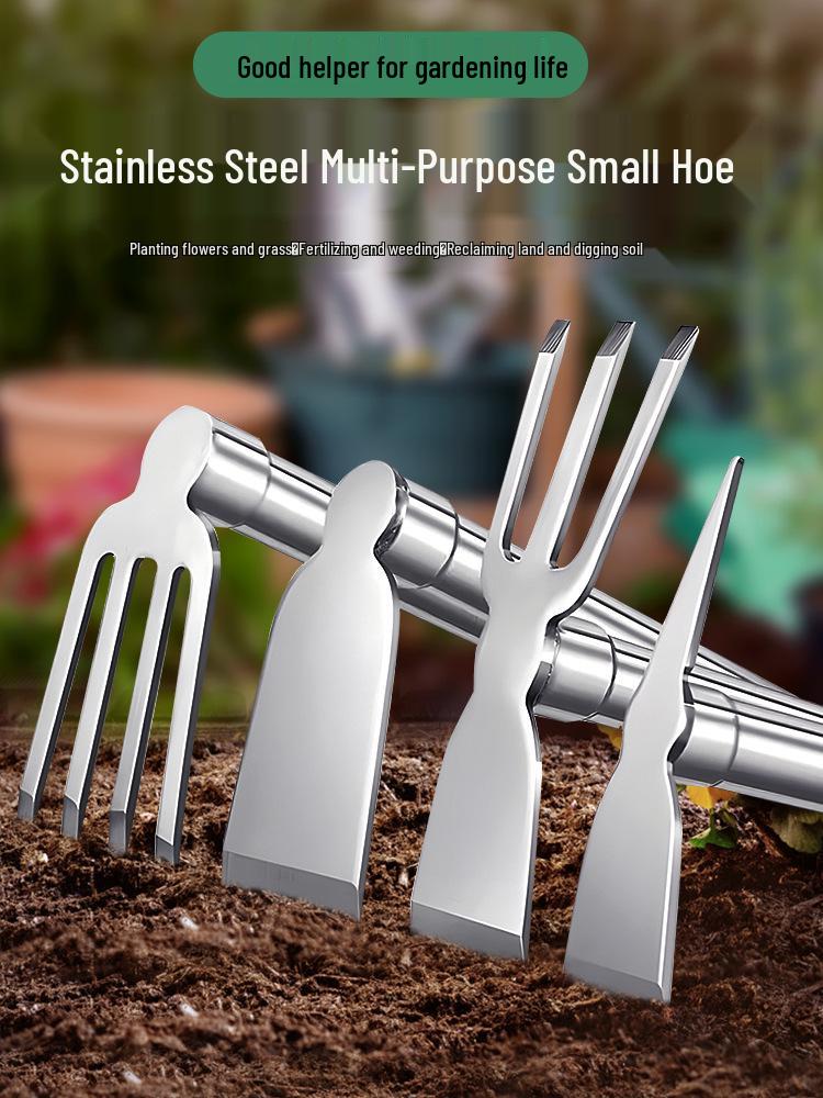 Stainless Steel Dual-Use Hoe Rake: German Agricultural Tool for Gardening and Planting