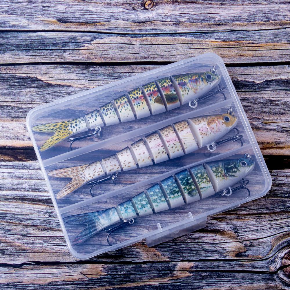 3 Sets Multi-Section Fish Artificial Hard Bait Crank Lure Loach Luya Simulation Bionic Beak Bait Hooks Stainless Steel Boxed