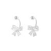 Vintage Silver Color Lace Heart Hollow Bow Screw Buckle Puncture Stud Earrings for Women Fine Jewelry Minimalist Accessories
