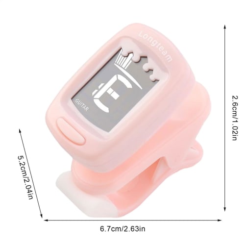 Pink Ukulele Tuner - Clip-on Guitar Tuner, Chromatic Tuner for Acoustic Guitar | Portable Ukulele Tuner, Violin and Bass Tuner with Guitar Capo, Digit