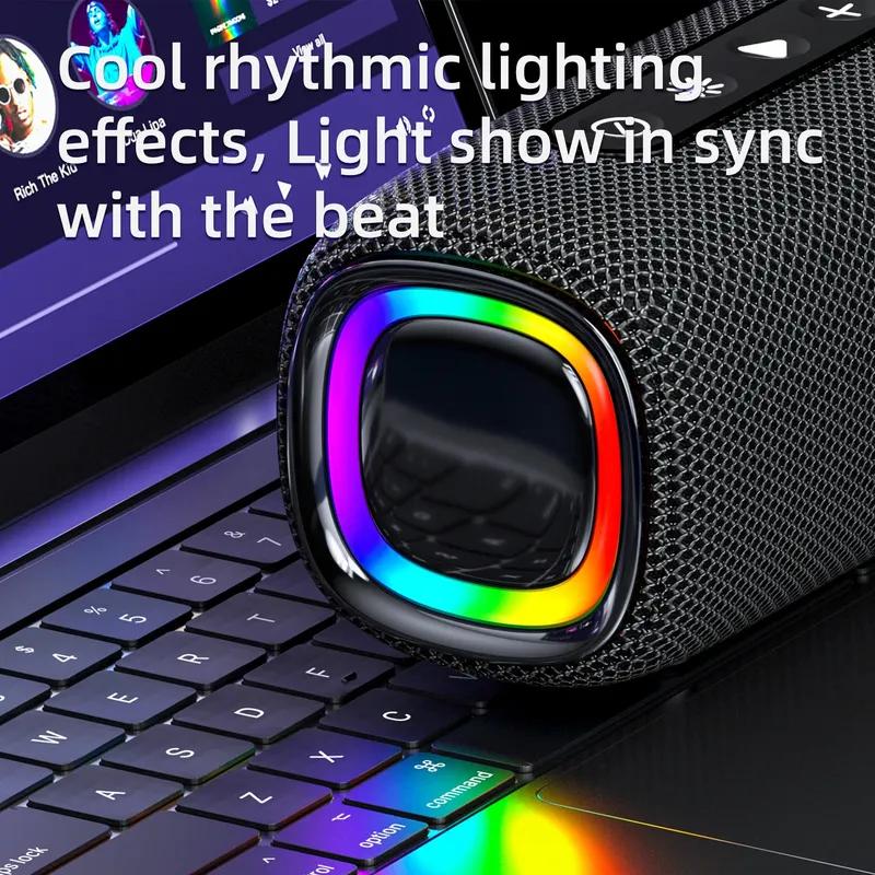 20W Wireless Bluetooth Speaker EBS608 Hifi Boombox Bluetooth 5.3 Powerful Bass RGB LED Light TF Card USB disk Play Long Playback Time for Music