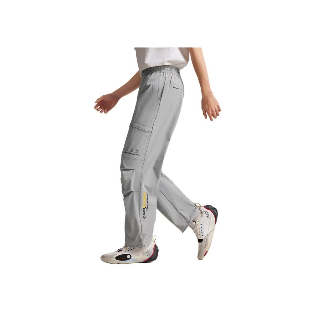 Li Ning Wade Series Casual Simple Solid Color Straight Loose Knit Sports Pants Men Pants Geological-Gray AKXV017-2