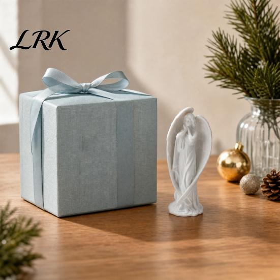Integrated Printing Angel Art Statue, 3D Printed Winged Figurine, Guardian Home Office Decor Tabletop Sculpture for Desk Shelf Matte White