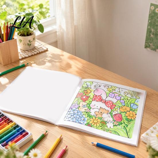 Dickes Papier Zeichenhefte Gemütliches Natur Malbuch, Entspannende Blumen- und Tiermuster, Baumwolle Kreative Hobbys für Erwachsene Zellstoff DIY Malbuch