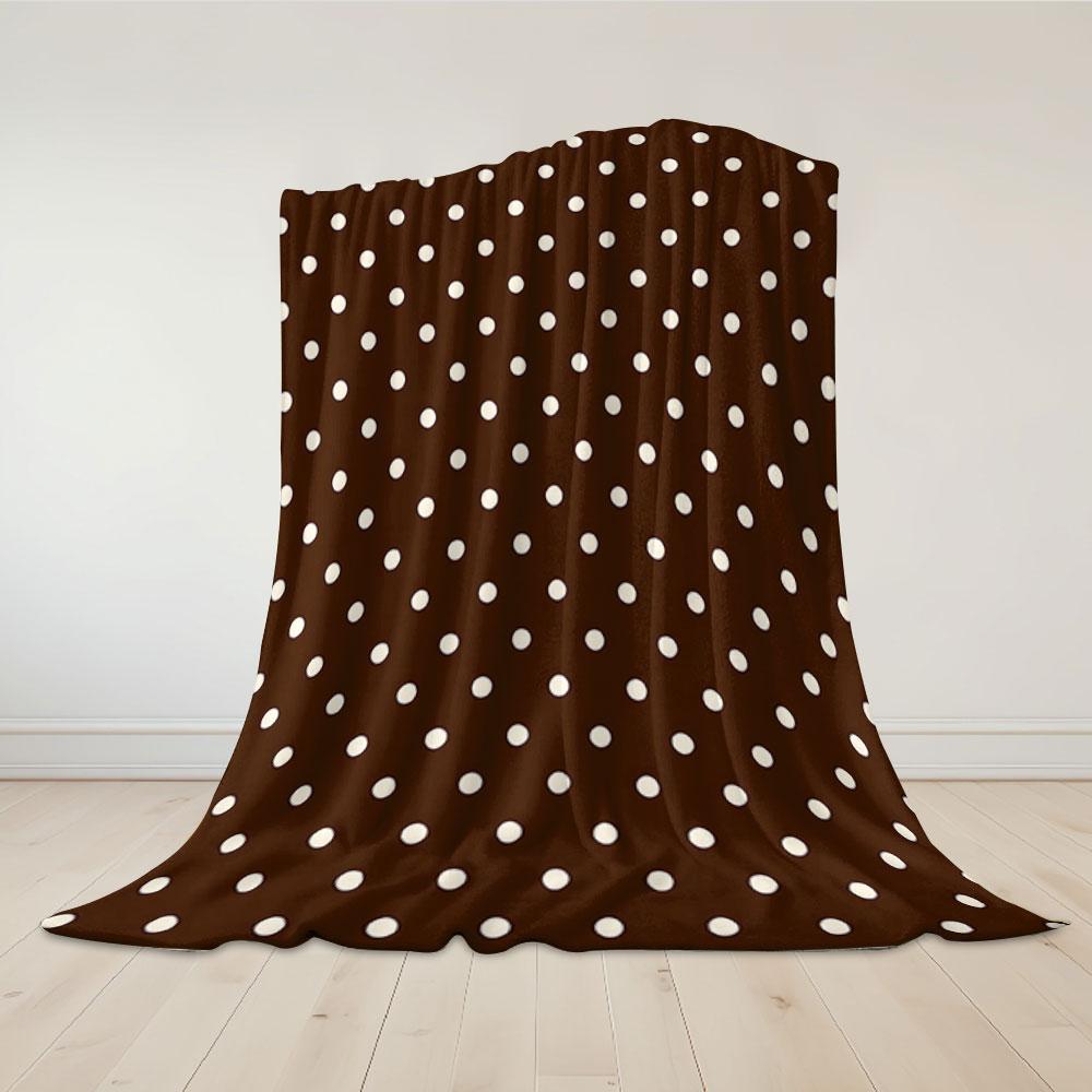 Classic Polka Dot Flannel Blanket - Versatile Four-Season Use For Sofa Office Bed Travel Camping - Soft Cozy Sleep And Relaxatio