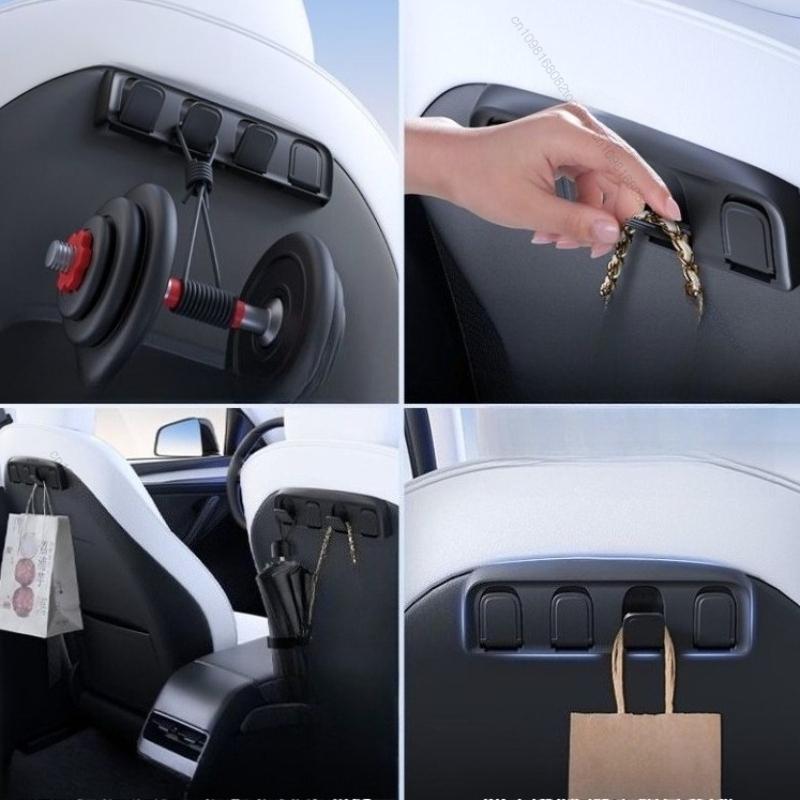 For Tesla Model 3 Y Highland Juniper -2025 Foldable Car Seat Hooks 4 In 1 Hidden Car Seat Back Hanger Car Interior