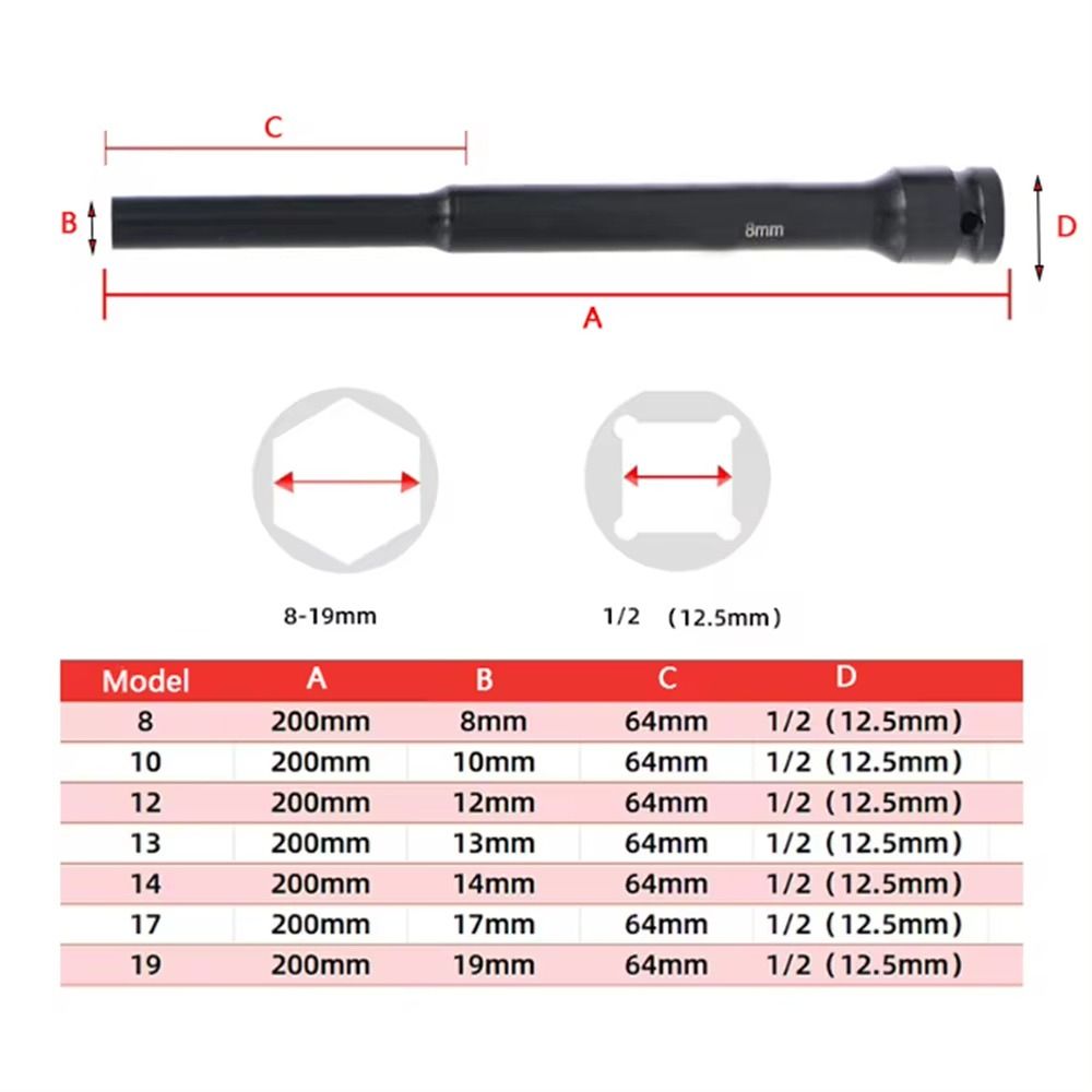 1Pcs Electric Hex Standard Wrench 1/2inch Extended Hex Socket Socket Head Adapter