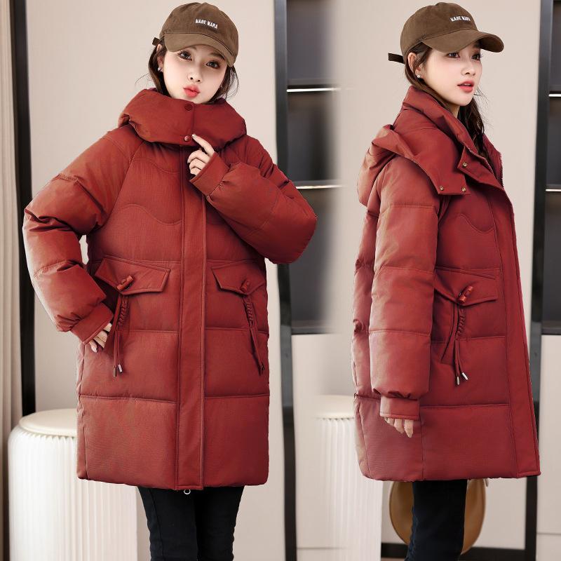 Down Cotton Jacket Women's 2025 New Mid-length Plus Size Loose Bread Jacket Cotton Jacket Winter Padded Jacket Thickened Jacket