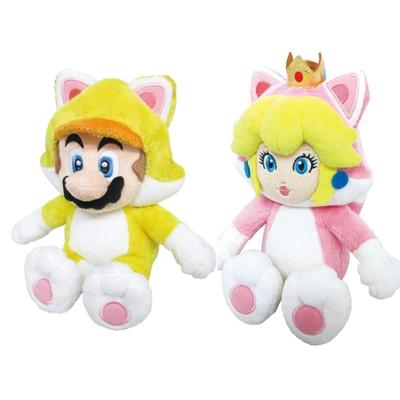 Sanei Boeki Super Mario 3D World Plush Cat Mario W14 X D12 X H24cm Cat Peach W11 X D8 X 2-Piece Set (S) + (S) H22.5cm