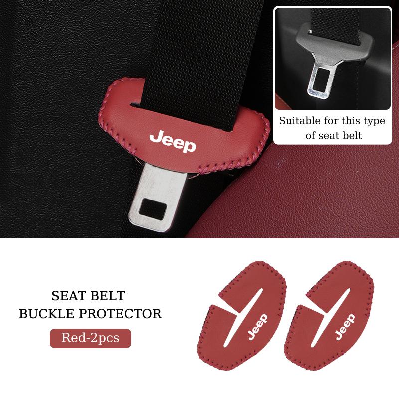 Car Seatbelt Buckle Cover Leather Seatbelt Anti-Scratch Mat Accessories For Jeep Renegade Grand Cherokee Compass Patriot Wrangle AKV1