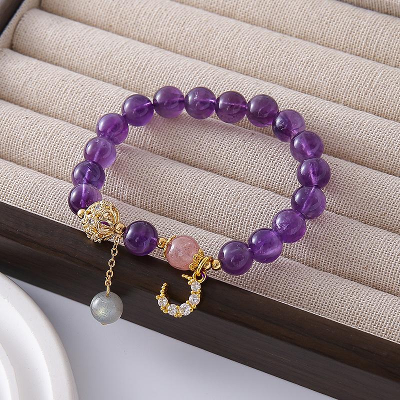 

Love Stone Natural Strawberry Crystal Bracelet Bangles Women Fashion Jewelry accessories Gift аметист
