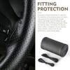 Leather Steering Wheel Cover, 15 Inch Hand Sewing Steering Wheel Wrap, Anti Slip Car Steering Wheel Protector Covers, DIY Sewing with Needle Thread,