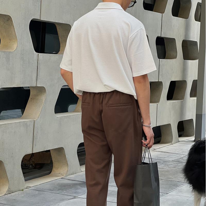 Summer Wear New Short Sleeve Polo Shirt Men's Loose Lapel T-Shirt Texture Korean Version Half Sleeve Drop Casual Top