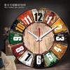American Retro Wall Hanging Clock Creative Silent Living Room Art Mute Quartz Clocks Watch Home Decoration