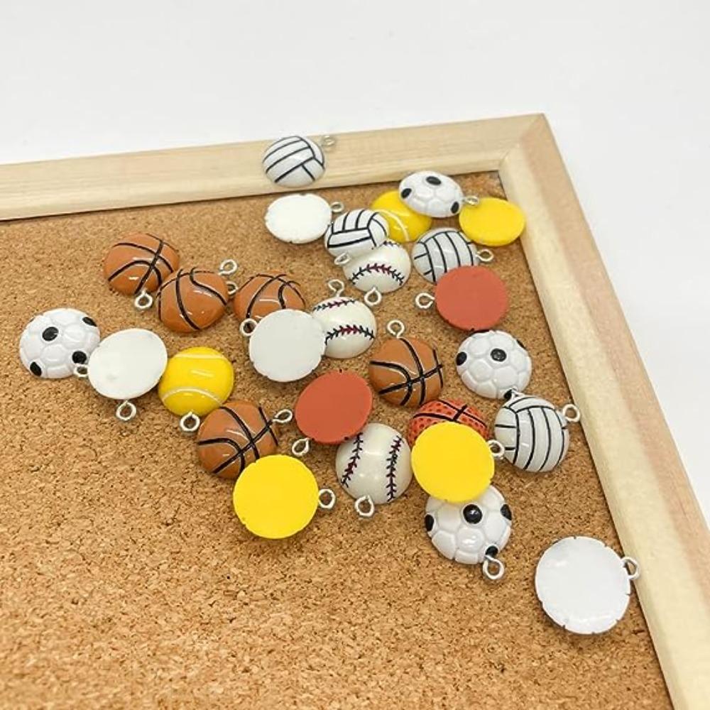 40 Pcs 40 Pcs Round Football Charm Resin Volleyball Charm Bracelet Basketball Charm  Women